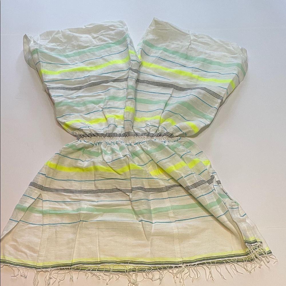 lemlem Neon Yellow and Aqua Striped Top or Coverup